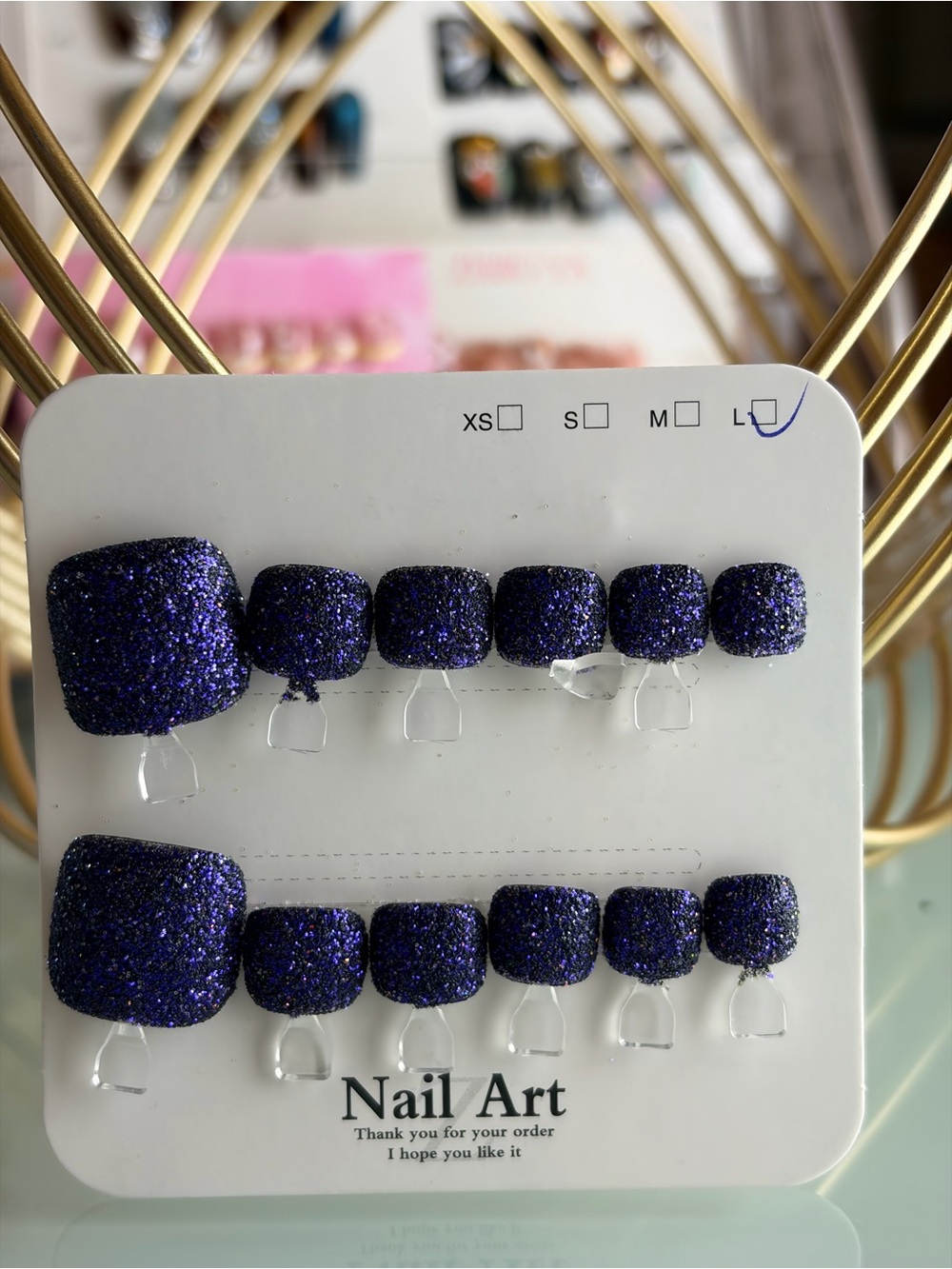 Glittery Deep Purple Press-On Toenails